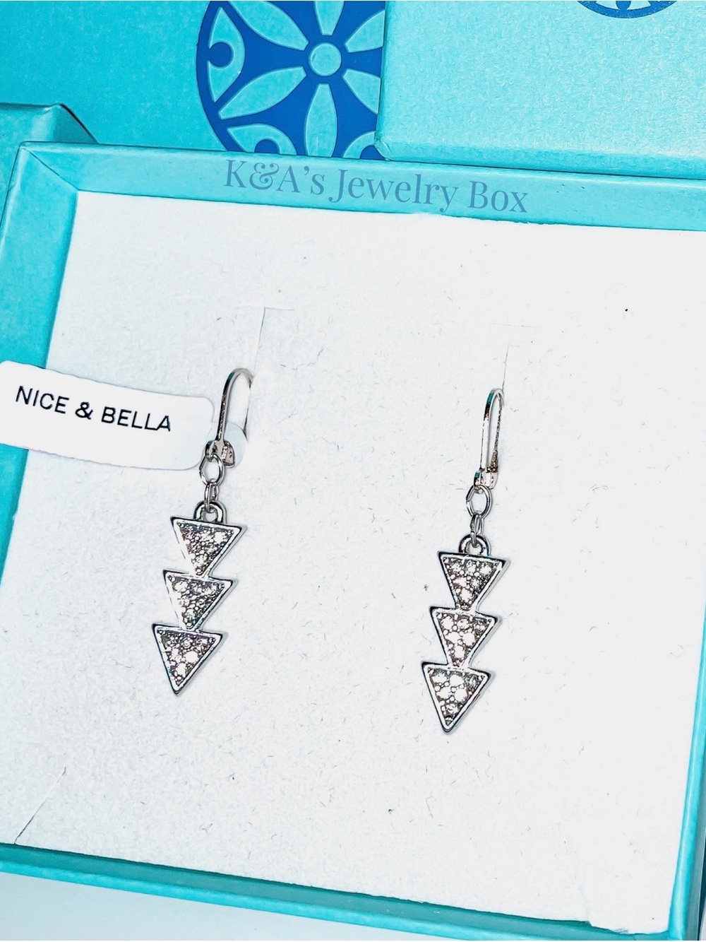 Silver Triangle Drop Earrings - Silver